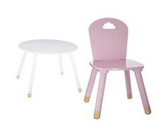 ATMOSPHERA CREATEUR DINTERIEUR Mesa Blanca dulzura & Silla Infantil Douceur, Rosa
