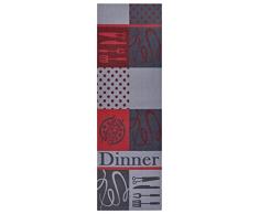 Zala Living Cook & Clean - Alfombra Antideslizante de Tejido Plano de Pelo Corto, Lavable, para Pasillo, Cocina, salón, Color Rojo y Gris, 50 x 150 cm