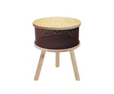 Tosel Lucienne Mesa baúl de almacenaje, Chapa, Madera Maciza y Chapa Acero Perforada, marrón, 38 x 38 x 58 cm