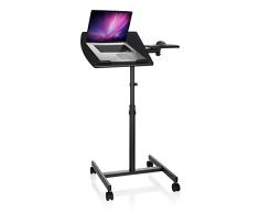 hjh OFFICE 802110 Mobile Laptop Escritorio para computadora VM-SL Negro, Portátil de la mesa de altura regulable con Ruedas, con soporte para ratón