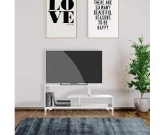 Homemania Mueble TV Bergama Moderno Estantes por Salotto, Aglomerado de Melamina, Plástico, Blanco, 120 x 39 x 48.5 cm