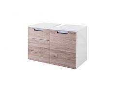 Schildmeyer Rilana 130516 Armario para Lavabo, Blanco Brillo/Roble Sanremo, 46,5 x 33 x 35 cm