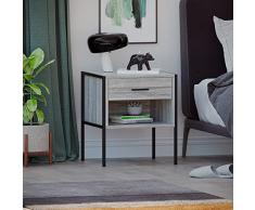 Vida Designs Brooklyn Mesita de Noche, Madera, Gray, 1 Drawer