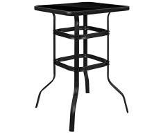 Flash Furniture Muebles Flash Mesa de Patio de Metal y Cristal, Black, 27.5 Square
