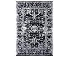 Zala Living Glorious Orient - Alfombra Oriental de diseño denso Tejido Vintage de Pelo Corto, Tela Plana para Comedor, salón, Dormitorio, Color Negro, 160 x 230 cm