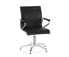 hjh OFFICE 660626 Silla de confidente Elegante ASTONA V Piel sintética Negro, Silla de Visita, Rebobinado automático