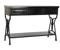 DRW Consola con 3 Cajones y 1 Estante de Metal en Negro 122x43x82cm