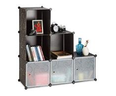 Relaxdays Estantería Modular de Pie, Negro, 37x110x110 cm