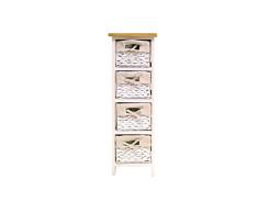 FRANDIS 199317 Venezia Armario de Madera lacada en Blanco con marcadores de Madera, Color, 4 pcs, Junco, Blanco, 26,5 x 76 cm