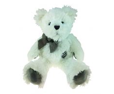 Kalidou Peluche Oso con Nudo Patch, Poliéster, Blanco/Beige, 30x30x30 cm