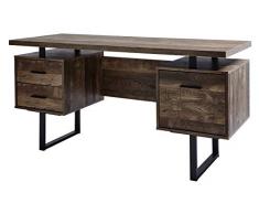 Marca Amazon - Movian Vättern - Escritorio con 3 cajones, 152,4 x 60 x 76 cm, efecto de roble oscuro vintage