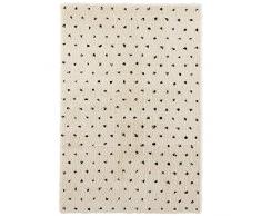 Hanse Home Alfombra Shaggy de Pelo Largo, diseño de Puntos, Color Crema y Negro, Suave en Puntos, geométrica, salón, Dormitorio, Cocina, Pasillo, diseño Moderno, 80 x 150 cm