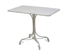 BETTER & BEST Q B&B Q BETTER & BEST Mesa Auxiliar con pie Central de Hierro, Color Blanco, Metal, 101x60x81 cm