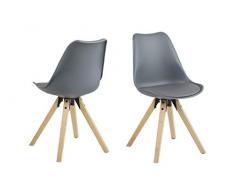 Amazon Brand - Movian Arendsee - Juego de 2 taburetes de bar, 55 x 48,5 x 85 cm, gris