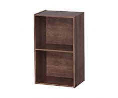 Iris Ohyama, Armadietto, Libreria, Armadietto con 2 Ripiani, Grande Capacità, Multifunzionale, Robusto Ufficio, Camera da Letto, Soggiorno - Office Basic Rack CX-2FN - Marrone
