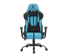 Newskill Silla Gaming Horus, Reclinable 180º, Altura Ajustable, Reposabrazos Fijos, Cojín Lumbar y Cervical, Ergonómica, Pistón Clase 4, Piel Sintética, Silla Gamer Azul