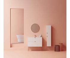Randalsa Bliss 2 Cajones Baño Vanidad Gabinete con Cerámica Fregadero, 100 cm Anchura x 84 cm Altura x 45 cm Profundidad, Matte Blanco