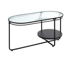 Haku Möbel Mesa de café, Metal Vidrio Templado, Negro, T 42 x B 90 x H 49 cm
