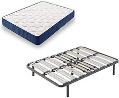 HOGAR24 ES Cama Completa - Colchón Viscoelástico Viscorelax + Somier Multiláminas + 4 Patas de 32cm, 90x190 cm