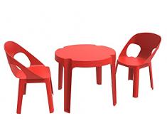 RESOL Rita Conjunto Mesa Infantil con Sillas | 2 Sillas Niños y 1 Mesa de Plástico | Apilables y de Muy Fácil Limpieza y Mantenimiento | Set Rita - Color Rojo