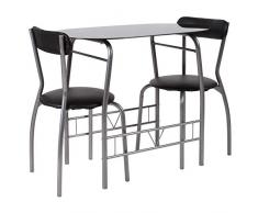 Flash Furniture Muebles Flash Juego de Mesa y Silla de Comedor de Cristal, Metal, Black, 3-Piece Set