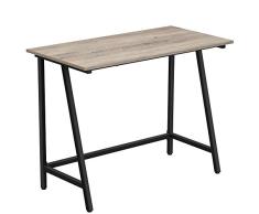 VASAGLE Escritorio de Estilo Industrial, Mesa de Ordenador con Marco de Acero y Tablero Rústico, para Oficina, Estudio, Estable, Montaje Sencillo, 100 x 50 x 75 cm, Greige y Negro LWD040B02