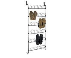 WENKO Zapatero, organizador compacto con 6 compartimentos para colgar hasta 18 pares de zapatos en la puerta, almacenaje y orden en toda la casa, 59 x 151 x 14 cm, metal con recubrimiento de polvo.