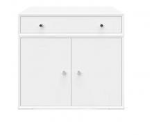 MUEBLECASA- Consola 2 puertas para recibidor con cajon MONTADA, madera Blanco (D-24/D-29), Ancho 70cm x Alto 52cm x Fondo 28cm