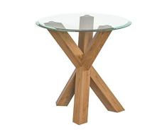 Movian Marca Amazon - Mesa Redonda de lámpara de película, 50 x 17.6 Pulgadas, Roble Macizo/Vidrio Templado