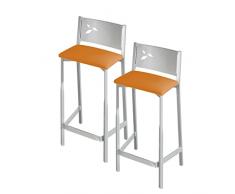 ASTIMESA TAACBL Dos Taburetes Altos de Cocina Asiento 60 cms Polipiel Naranja