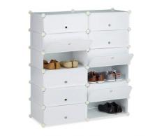 Relaxdays Zapatero XXL con Puertas, Blanco, 37x94x108 cm