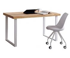 Skraut Home | Escritorio | Mesa de Estudio y Mesa de Comedor | Madera y Metal | Color Roble y Blanco | 120 x 60 x 73 cm
