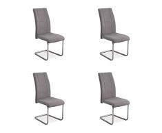 Homey Pack de 4 Sillas Tapizadas para Salón, Comedor. Acabadas en Marengo con Patas Cromadas, Modelo Skadi, Aluminio, 42,5 cm (Ancho) x 52 cm (Fondo) x 99 cm (Alto)