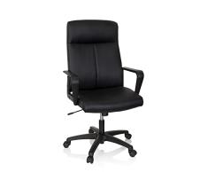 hjh OFFICE 738114 Silla de Oficina giratoria LISSO Piel sintética Negro, Silla de Escritorio, Ajuste Altura, Mecanismo de inclinación