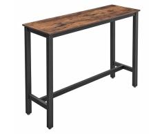 VASAGLE Mesa de Bar, Mesa de Cocina Rectangular Estrecha, Mesa Alta con Marco de Metal Robusto, 120 x 40 x 100 cm, Montaje Sencillo, Diseño Industrial, Marrón Rústico y Negro LBT12X