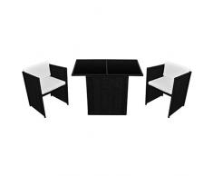 vidaXL Juego de Muebles de jardín (7 Piezas), Color Negro y Resina Trenzada