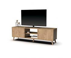 MUEBLES PITARCH Mueble TV Oslo, Aglomerado de partículas y melamina de Alta Densidad, Roble Gold, 55x160x40 cm