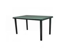 RESOL Olot Mesa Jardín y Comedor Exterior 140x90 Rectangular para 4-6 Personas con Agujero de Sombrilla | Protección UV para Uso en Patio, Terraza o Porche | Fácil Mantenimiento - Color Verde Oscuro