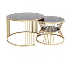 Kare Mesa de Centro Roma (2/Juego) Mesas sofá, Metal, Dorado, 50x80x80cm