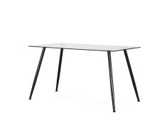 Shiito - Mesa Comedor - 75 x 135 x 75 cm - Modelo Dugar - Mueble Moderno de Salón - Patas Metálicas Negras - Ideal 6 Comensales - Cristal Transparente