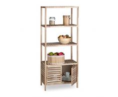 Relaxdays- Armario Baño de Madera, Estantería de Nogal, Color Natural, 86 x 68 x 36 cm, 5 Estantes, 2 Puertas