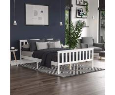 Movian Marca Amazon, Cama Doble Milán, Marco de Cama, Madera de Pino Macizo, cabecero, Muebles de Dormitorio de Extremo Alto, Blanco, 4 pies…