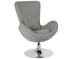 Flash Muebles Huevo Serie Lado recepción Silla, Tela, Light Gray Fabric, 49 and Under