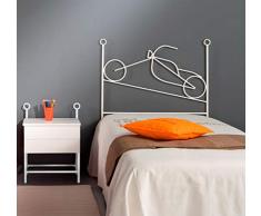 Dfierro Moto Cabecero de forja, 90 cm, Color Rojo, Metal, Cama 80/95 (Twin), 95.0x4.0x128.0 cm