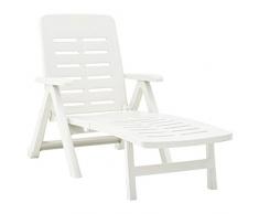 Ipae-Progarden Cama Blanca Tumbona Plegable con Ruedas SMERALDO, 72 x 189 x 96 cm