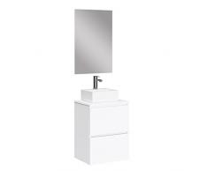 Baikal Mueble de Baño Onyx con Fondo Reducido. Mueble Suspendido en Pared Incluye Lavabo cerámico sobre encimera. Mueble Montado. con Espejo 50 cm Fondo 39, 2 Cajones Blanco Mate