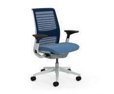 Steelcase Think Silla de Oficina Ergonómica con Altura, Soporte Lumbar y Brazos Ajustables, Mecanismo reclinable, Respaldo 3D Knit Azul real Transpirable y Cómodo asiento en tejido Cobalto