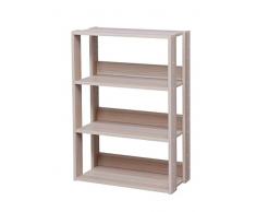 Iris Ohyama, Libreria, Unità di archiviazione a 3 livelli, Ripiani regolabili ogni 14 cm, Stabile, Industriale, Facile montaggio, Soggiorno, Ingresso, Camera da letto, Ufficio - Open Wood rack OWR-600-Marrone chiaro