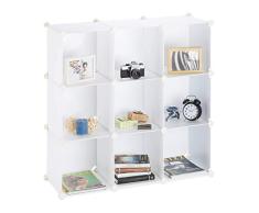 Relaxdays Estantería Modular con 9 Compartimentos, Blanco, 32x95.5x95.5 cm