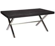 Better & Best 2801044 Mesa de comedor rectangular con tapa madera negra y patas en X cromadas